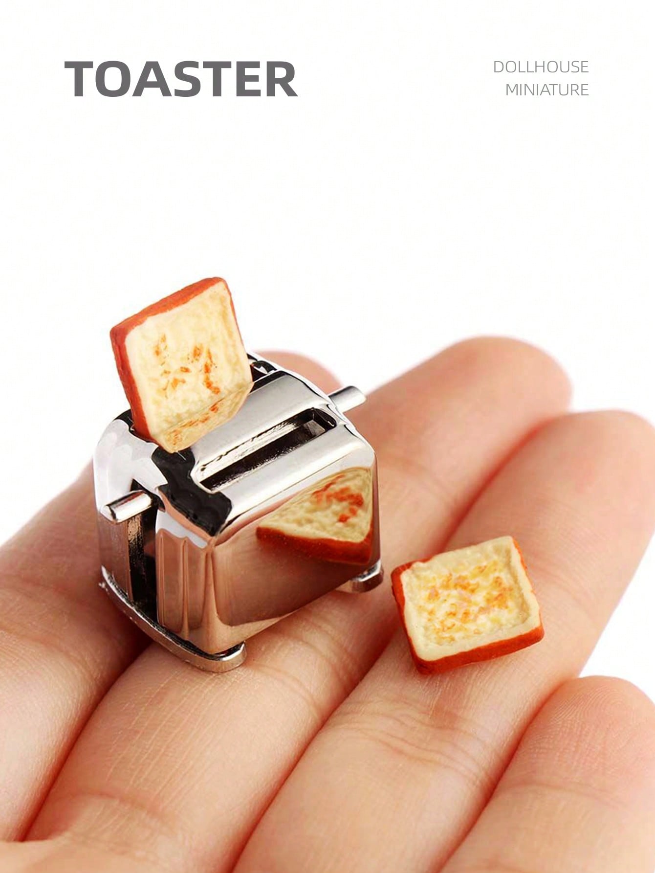 Small Appliances - 1:12 ドールハウスミニチュアトースター、家の装飾用ミニシミュレーションキッチン家電アクセサリー、パン2枚付き