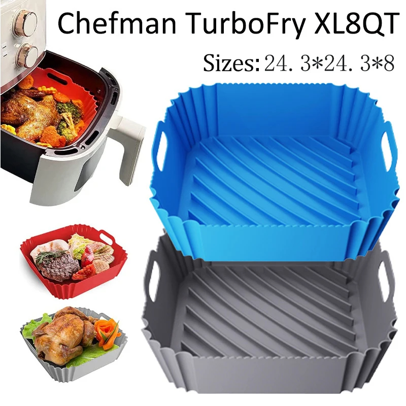 Air Fryer Silicone Pot Liner - 大型エアフライヤーシリコンバスケットトレイポットスクエアノンスティックノンフライヤーベーキングモールドライナー Bpa フリーキッチン調理アクセサリー