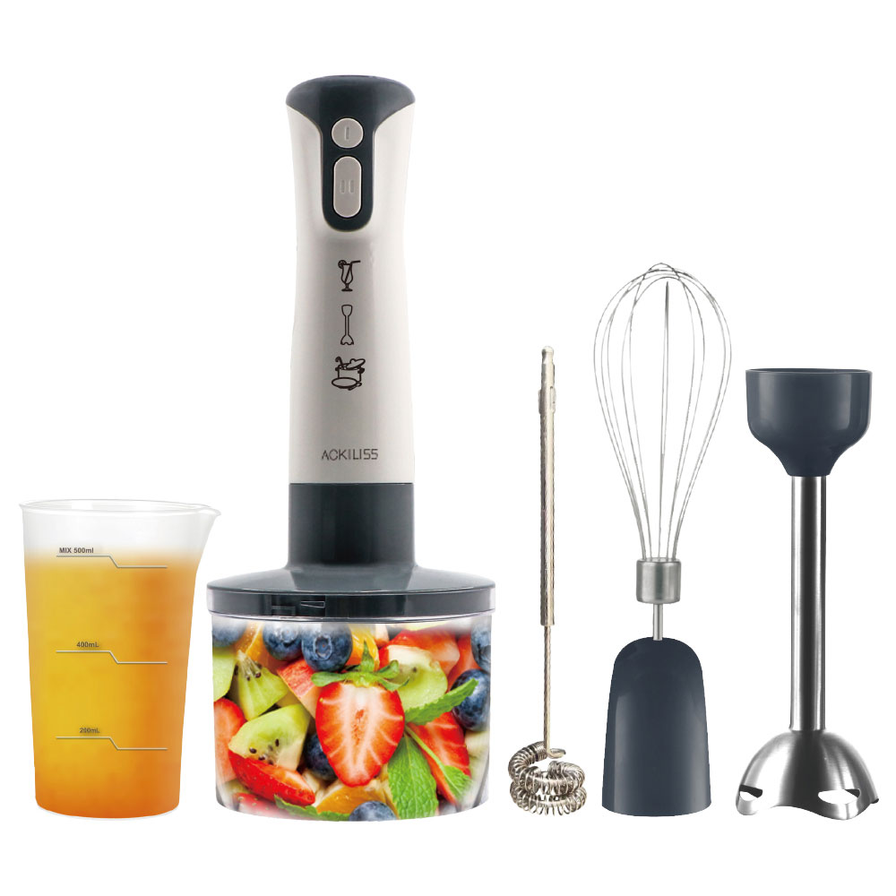 Immersion Hand Blender Set - 多機能アクセサリー付き2段階速度ミキサー電動ハンドブレンダー、卵泡立て器、ミルクフォーマー、プラスチック製筐体ハンドブレンダーセット