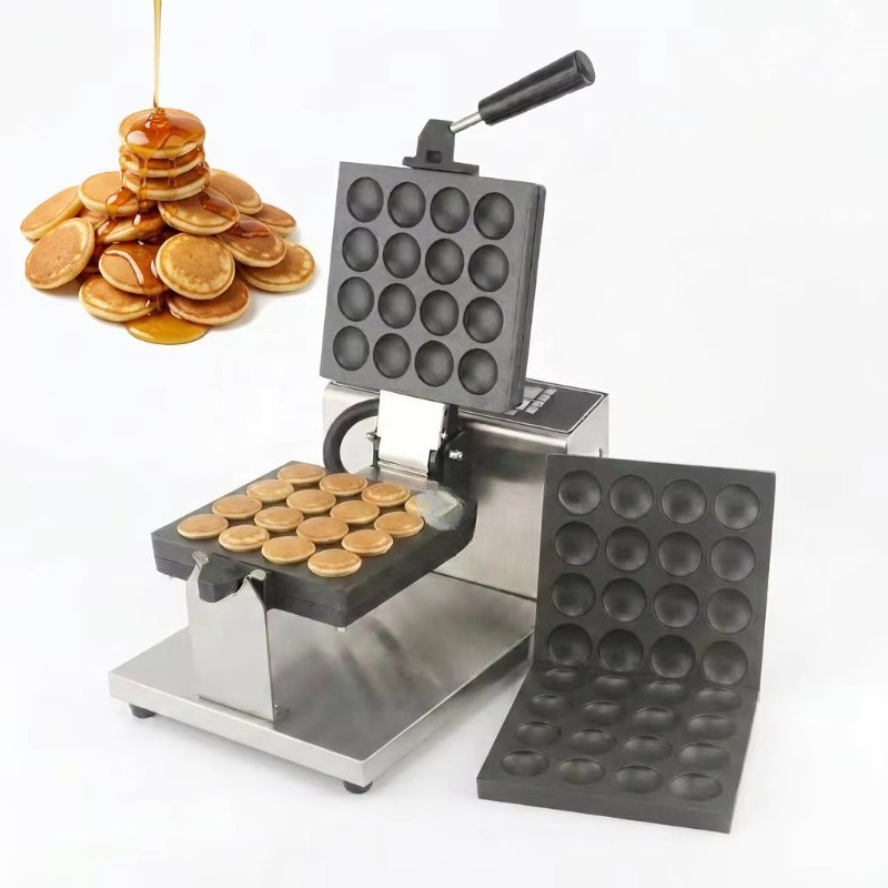 Mini Waffle Maker Machine - ノンスティックポッフェルチェマシン 16穴 業務用 ダッチミニパンケーキメーカー 交換可能なプレート 小規模ビジネス向けミニパンケーキマシン