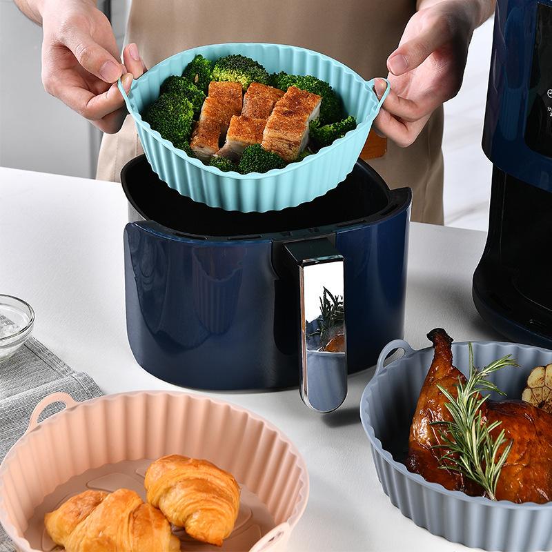 Air Fryer Silicone Pot Liner - Cエアフライヤーシリコントレイベーキングマットフライバスケットライナーポットホルダーグリルパン交換用ベイクウェアピザパンヘルシークッキング用