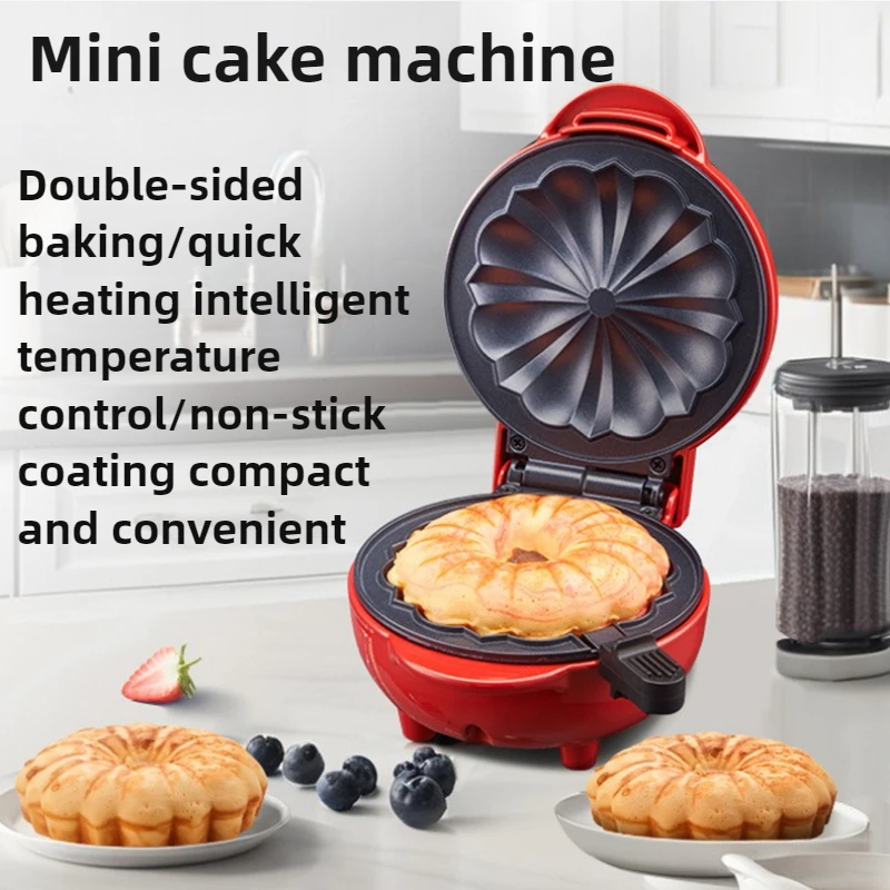 Mini Waffle Maker Machine - 家庭用朝食マシン ベーキングマシン ミニ両面トースター お手入れ簡単 インテリジェント温度制御 ケーキマシン