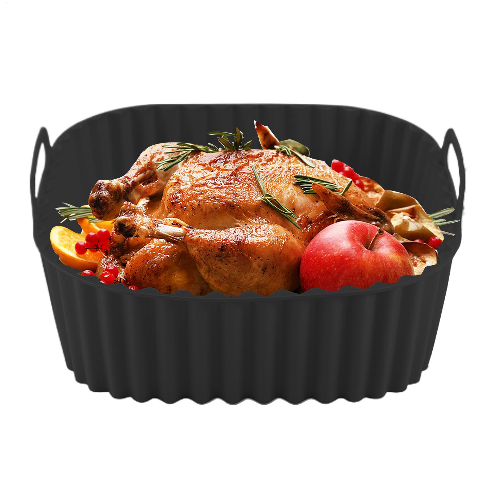 Air Fryer Silicone Pot Liner - シリコン製エアフライヤーライナー、正方形エアフライヤーバスケットプレート、調理器具、再利用可能なノンスティックピザパン、オーブンキッチンベーキングパン