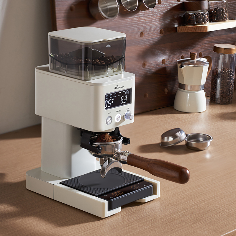 Coffee Bean Grinder Electric - 電動コーヒーグラインダー、調整可能なバリ、30段階の挽き方、エスプレッソに最適、お手入れ簡単、コーヒー計量スケールと密封された豆ジャー付き