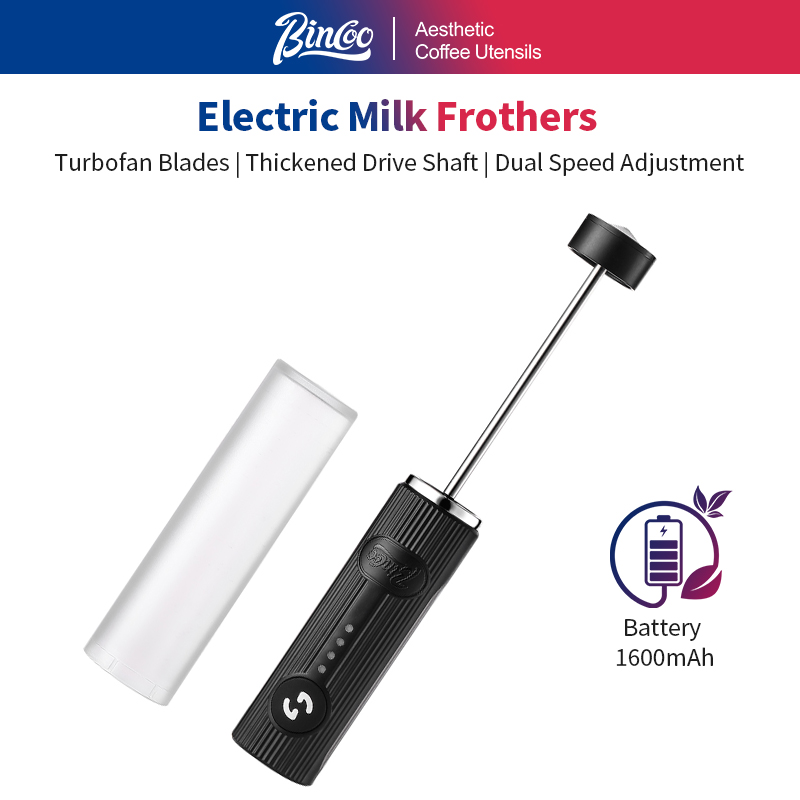 Electric Milk Frother Handheld - BINCOO 電気コーヒー泡立て器 USB 充電式 2 スピード泡メーカーワイヤレスハンドヘルド卵ビーター牛乳泡立て器ミキサー調理ツール