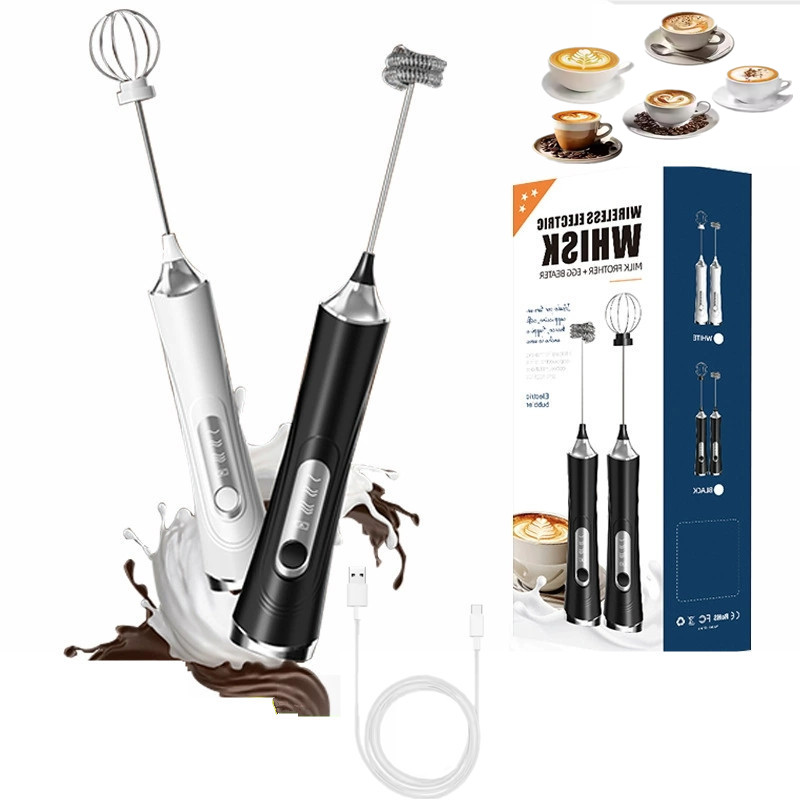 Electric Milk Frother Handheld - USB 電動ミルク泡立て器ハンドヘルドミルクコーヒーマシン 3 スピードワイヤレスエッグビーターキッチンミキサー多機能食品ミキサー