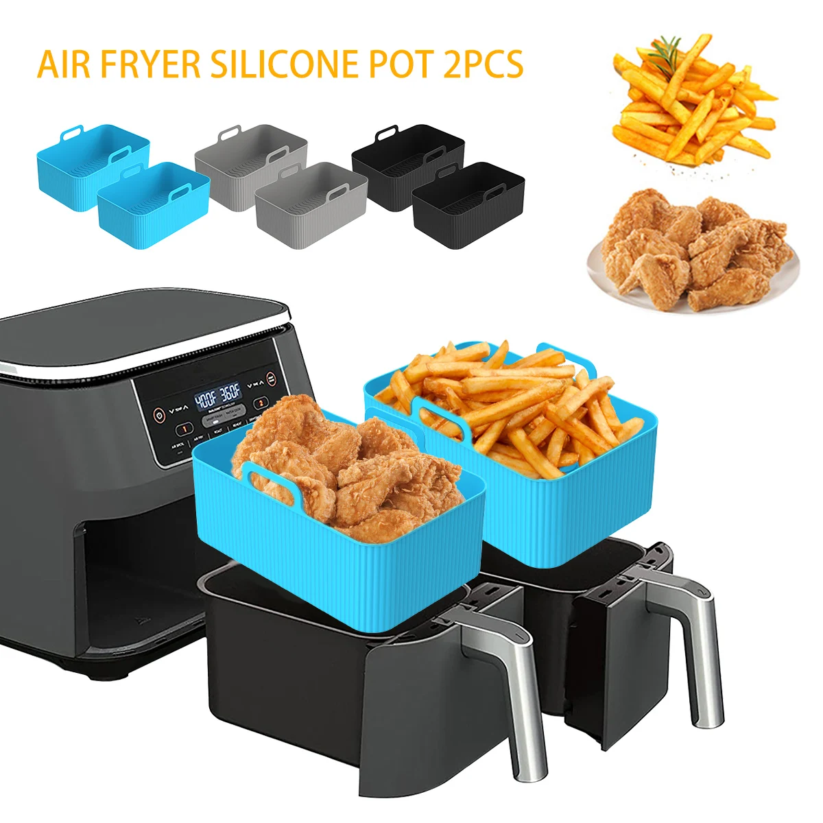 2 個エアフライヤーシリコンライナー忍者デュアルエアフライヤ - Air Fryer Silicone Pot Liner のレビューと価格