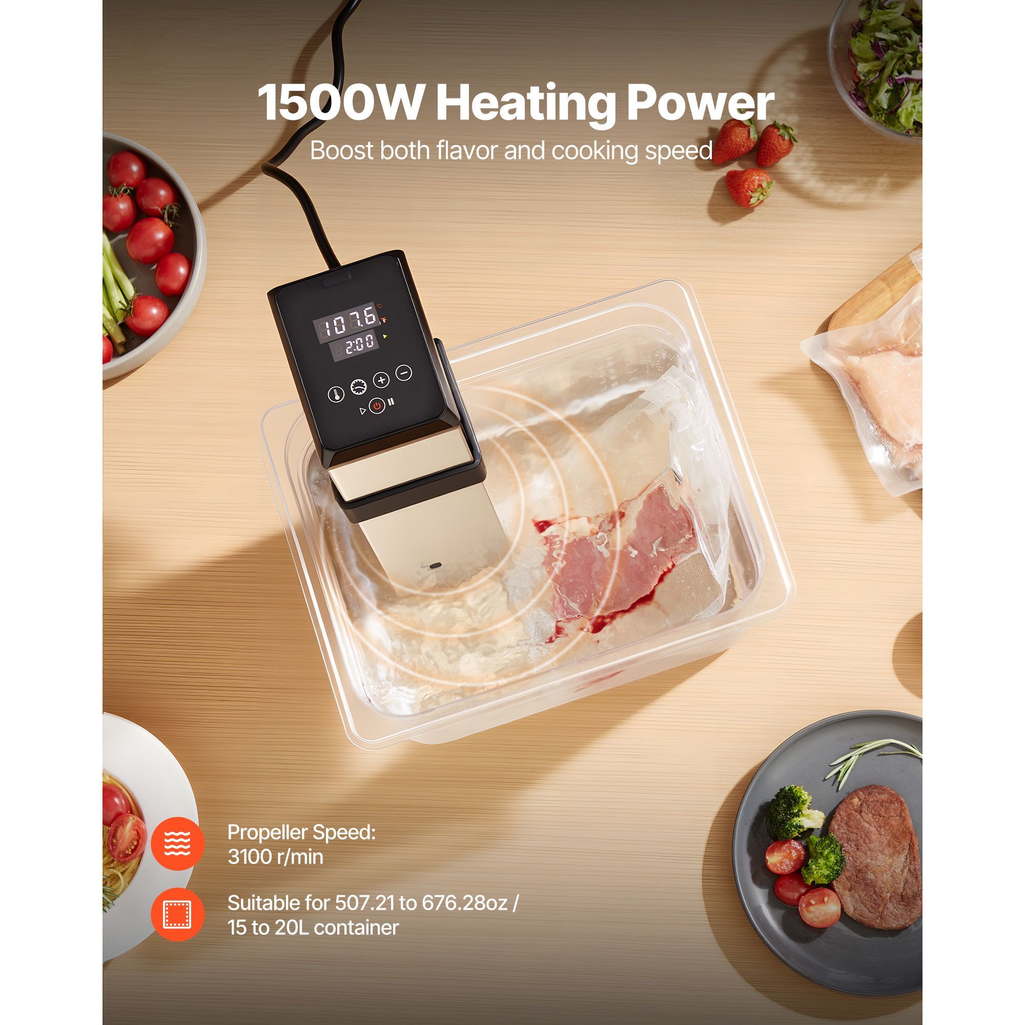 1500W サブヴィード精密調理器 LED デジタルディスプ - Digital Sous Vide Precision Cooker のレビューと価格