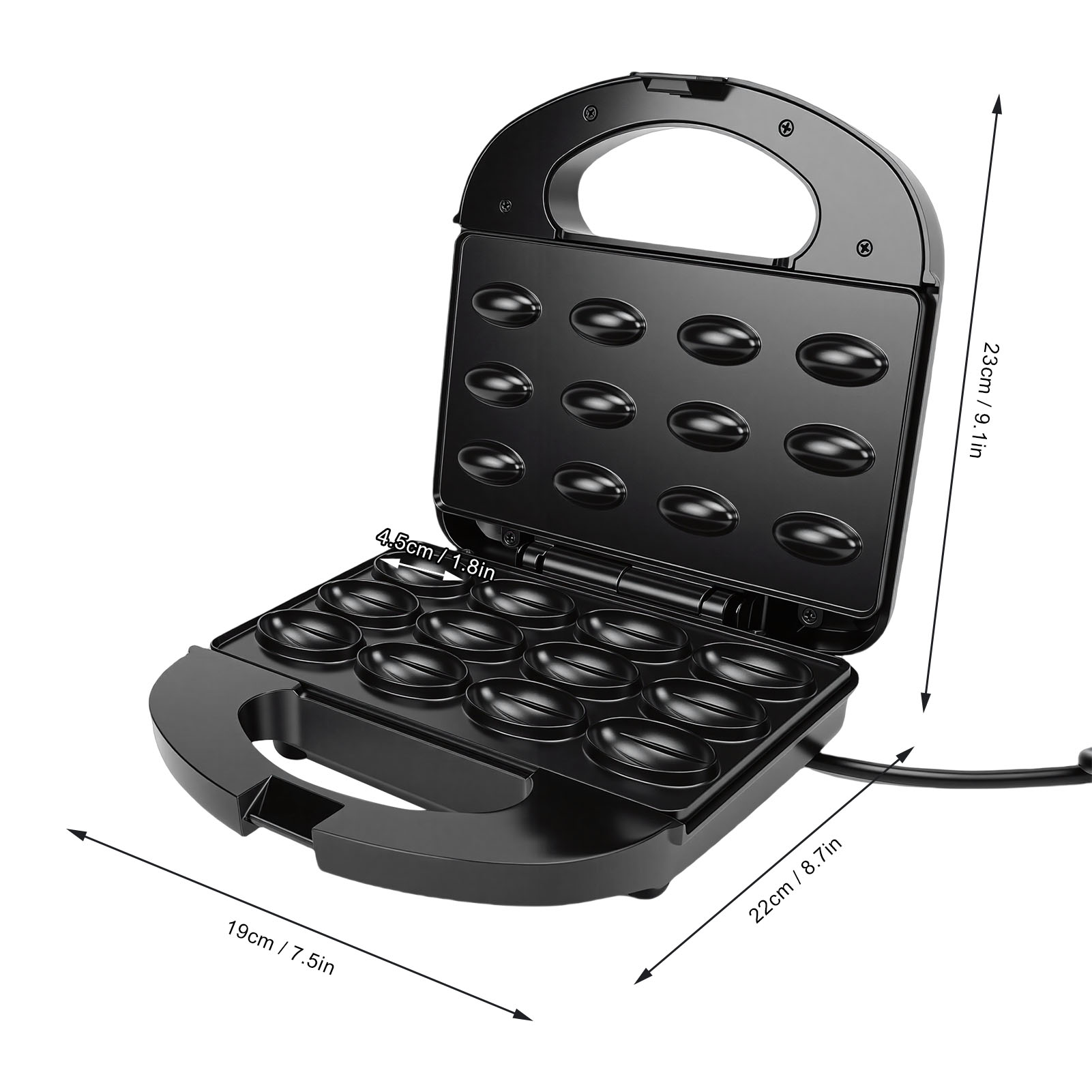 12個用クルミクッキーメーカー、ノンスティック両面ミニナッツ - Mini Waffle Maker Machine のレビューと価格