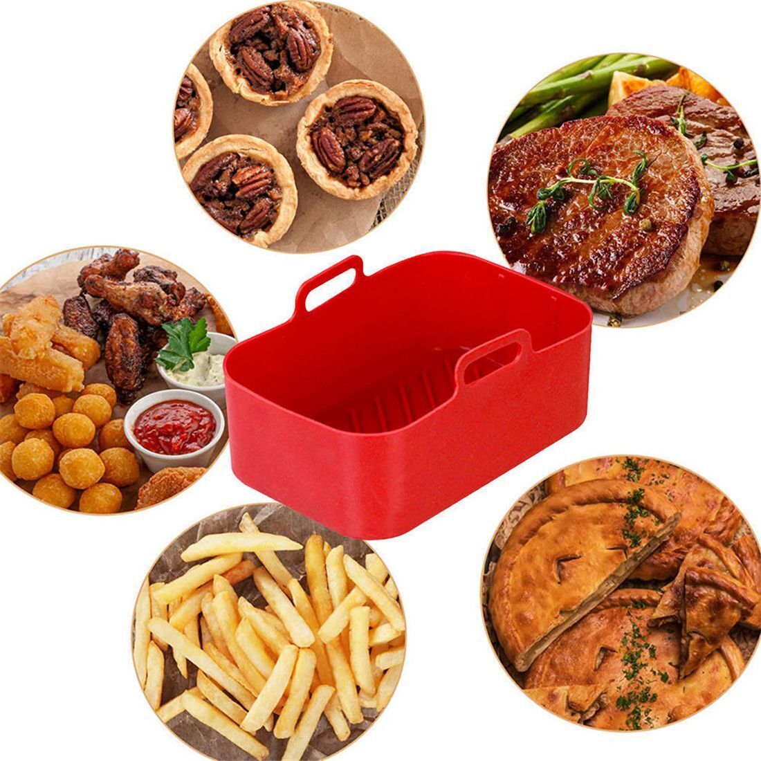 エアフライヤーアクセサリー、シリコンバスケット、オーブンベー - Air Fryer Silicone Pot Liner のレビューと価格