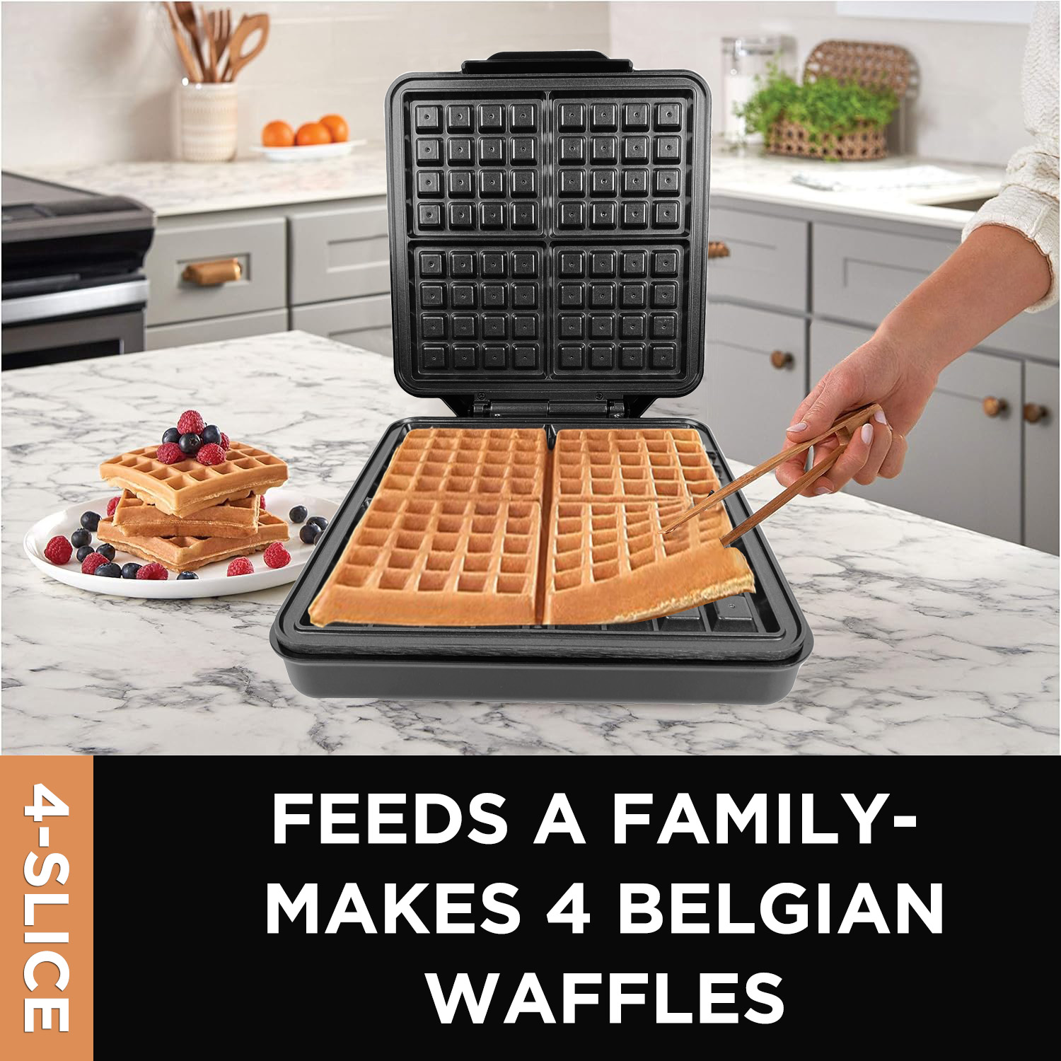 ミニ自動1200W 4枚焼きデュアルゾーンノンスティック環境 - Mini Waffle Maker Machine のレビューと価格