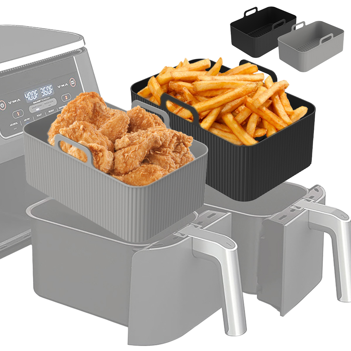 シリコンエアフライヤーライナー忍者デュアルエアフライヤーアク - Air Fryer Silicone Pot Liner のレビューと価格