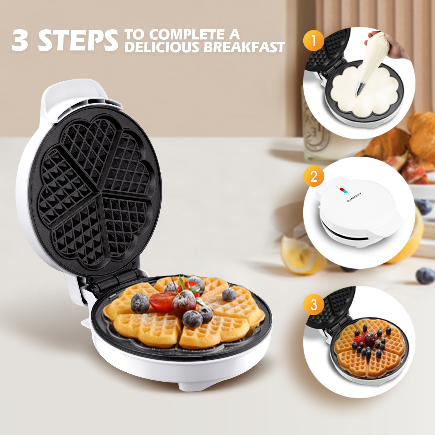 朝食ワッフル金型機、ミニ電気ワッフルメーカー、バブルエッグケ - Mini Waffle Maker Machine のレビューと価格