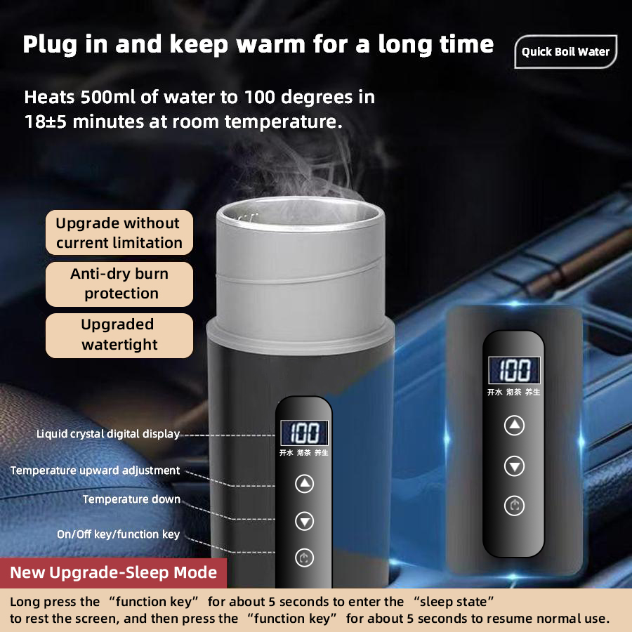 12V 24V 車用加熱カップ 500ml 温度調節可能な電 - Electric Kettle Temperature Control のレビューと価格