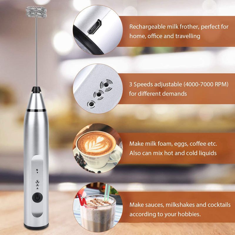ミニ電動ハンドヘルドミルク泡立て器電動ブレンダー USB 電 - Portable Blender Usb Rechargeable のレビューと価格