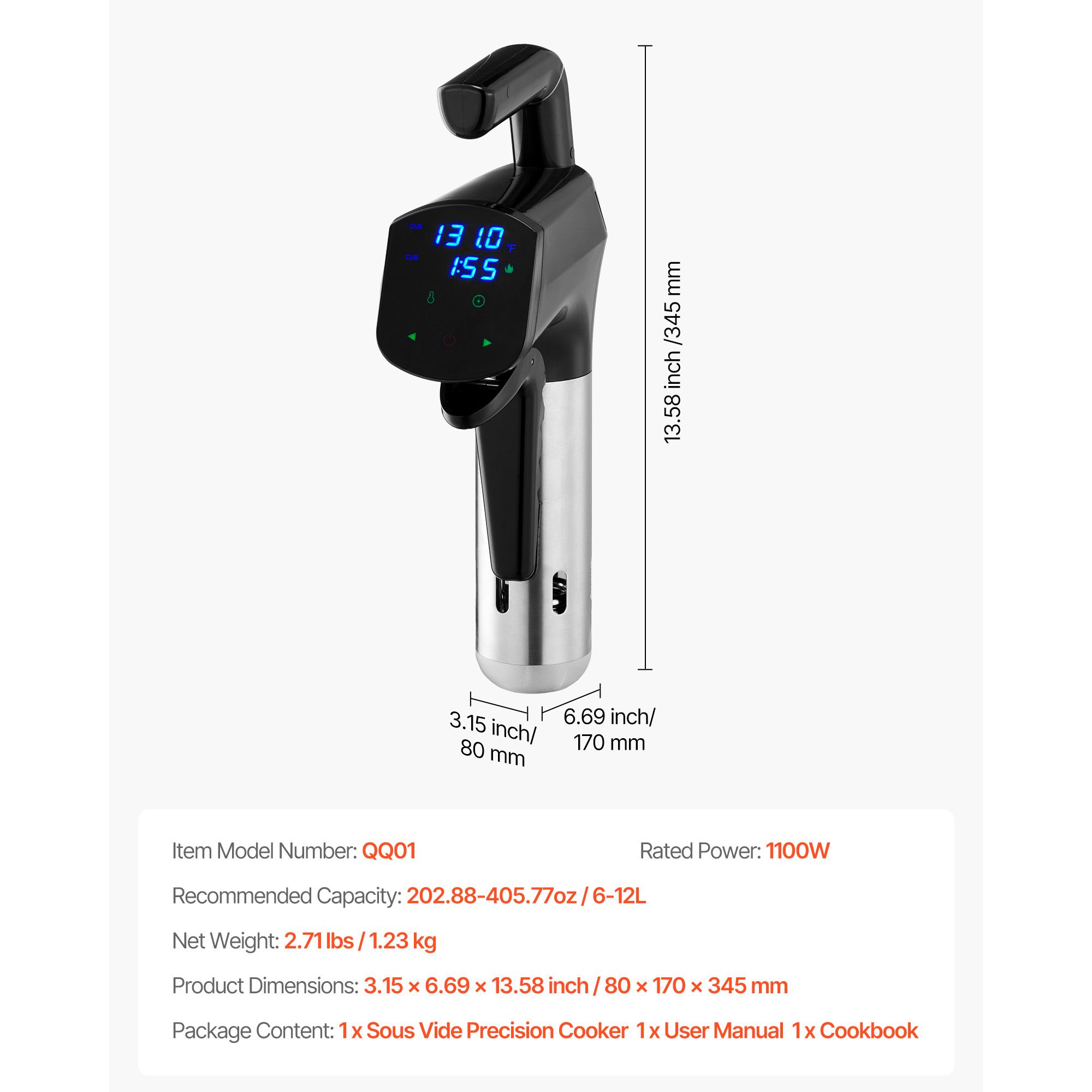 真空調理器、1100W真空調理機、LEDデジタルディスプレイ - Digital Sous Vide Precision Cooker のレビューと価格