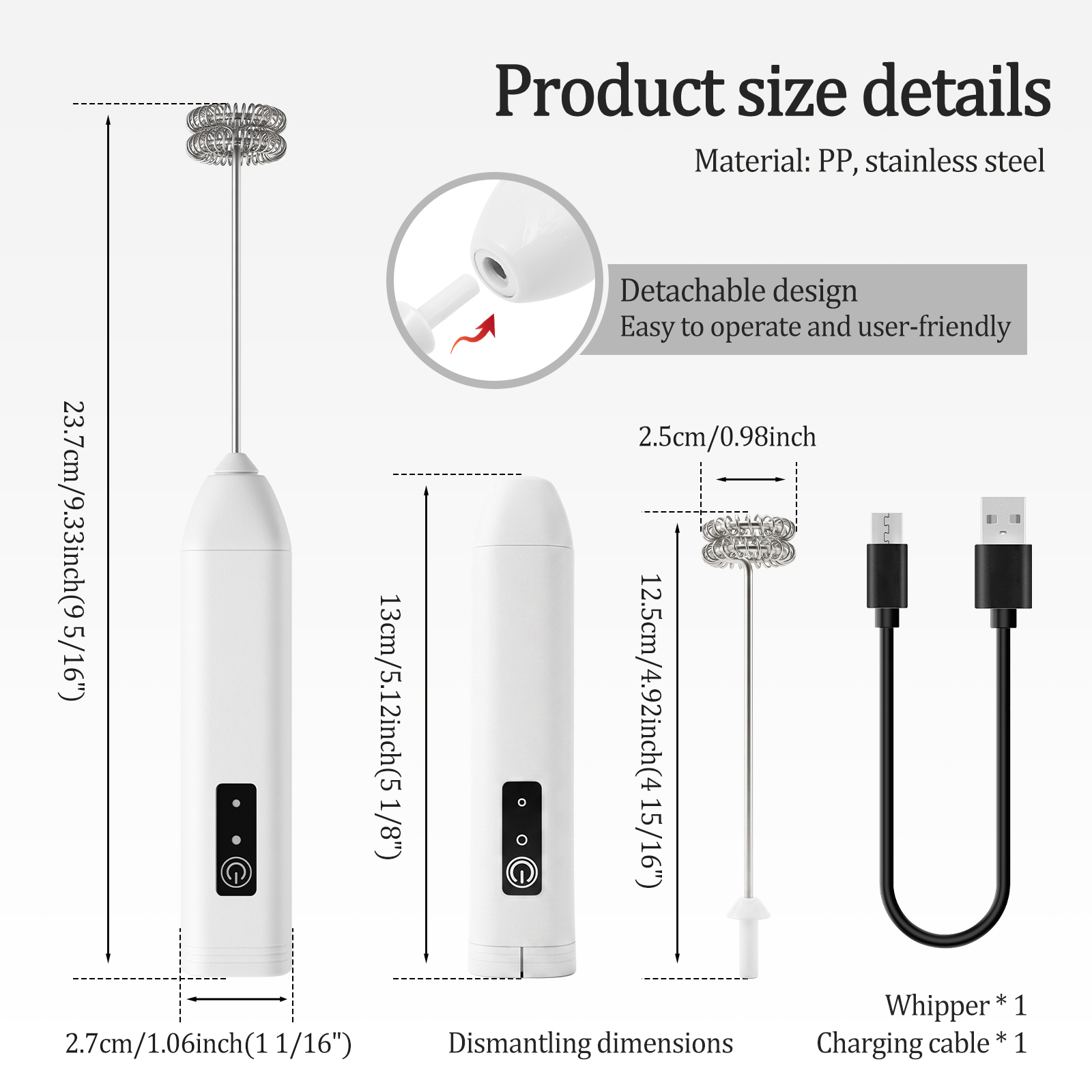 ワイヤレスミルクフォーマー ポータブルハンドヘルドコーヒーフ - Electric Milk Frother Handheld のレビューと価格