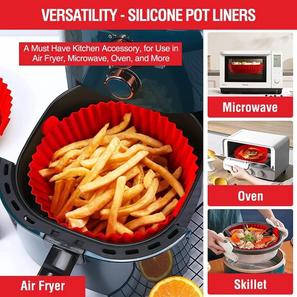 エアフライヤーシリコンバスケット再利用可能なライナーベーキン - Air Fryer Silicone Pot Liner のレビューと価格