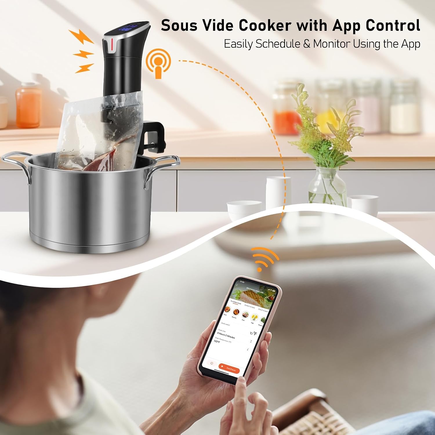 1100W アプリ制御精密真空調理器、デジタルタッチスクリー - Digital Sous Vide Precision Cooker のレビューと価格